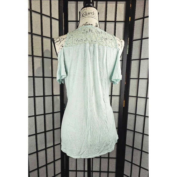 SELF ESTEEM Mint‎ Green Lace Trim Top Womens Medium - Picture 6 of 6
